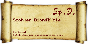 Szohner Dionízia névjegykártya